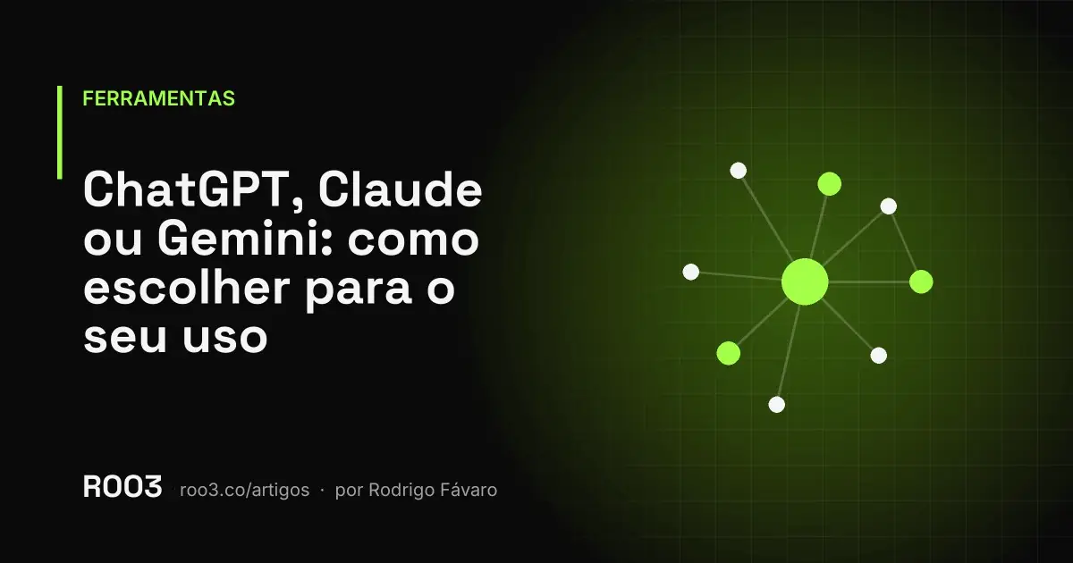 Ilustração abstrata de três colunas comparativas com destaques diferentes em cada uma, em verde neon sobre fundo preto.
