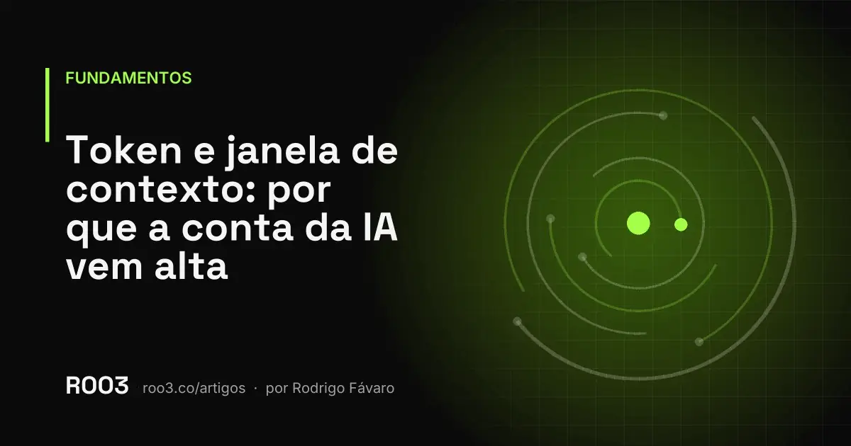 Ilustração abstrata de blocos de texto se acumulando a cada rodada de conversa, com a pilha crescendo em verde neon sobre fundo preto.