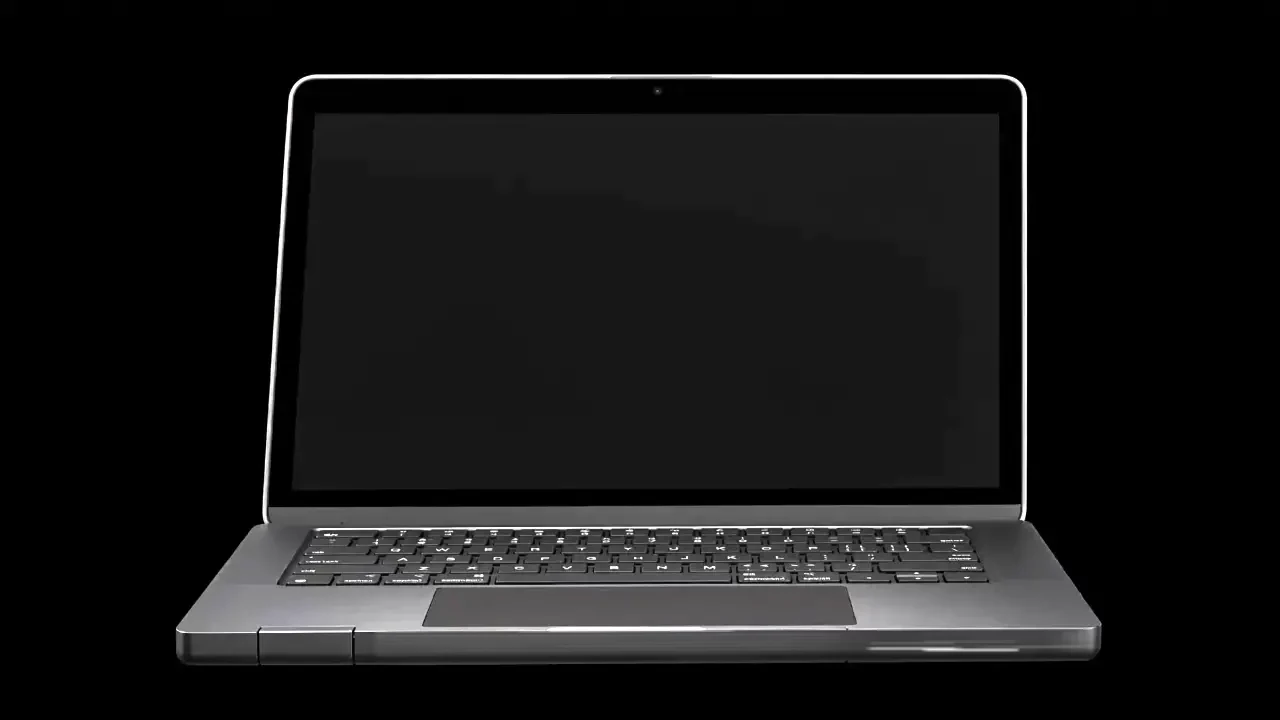 Interior do laptop: placa lógica na metade traseira, bateria de seis células na frente, duas ventoinhas e módulo térmico.
